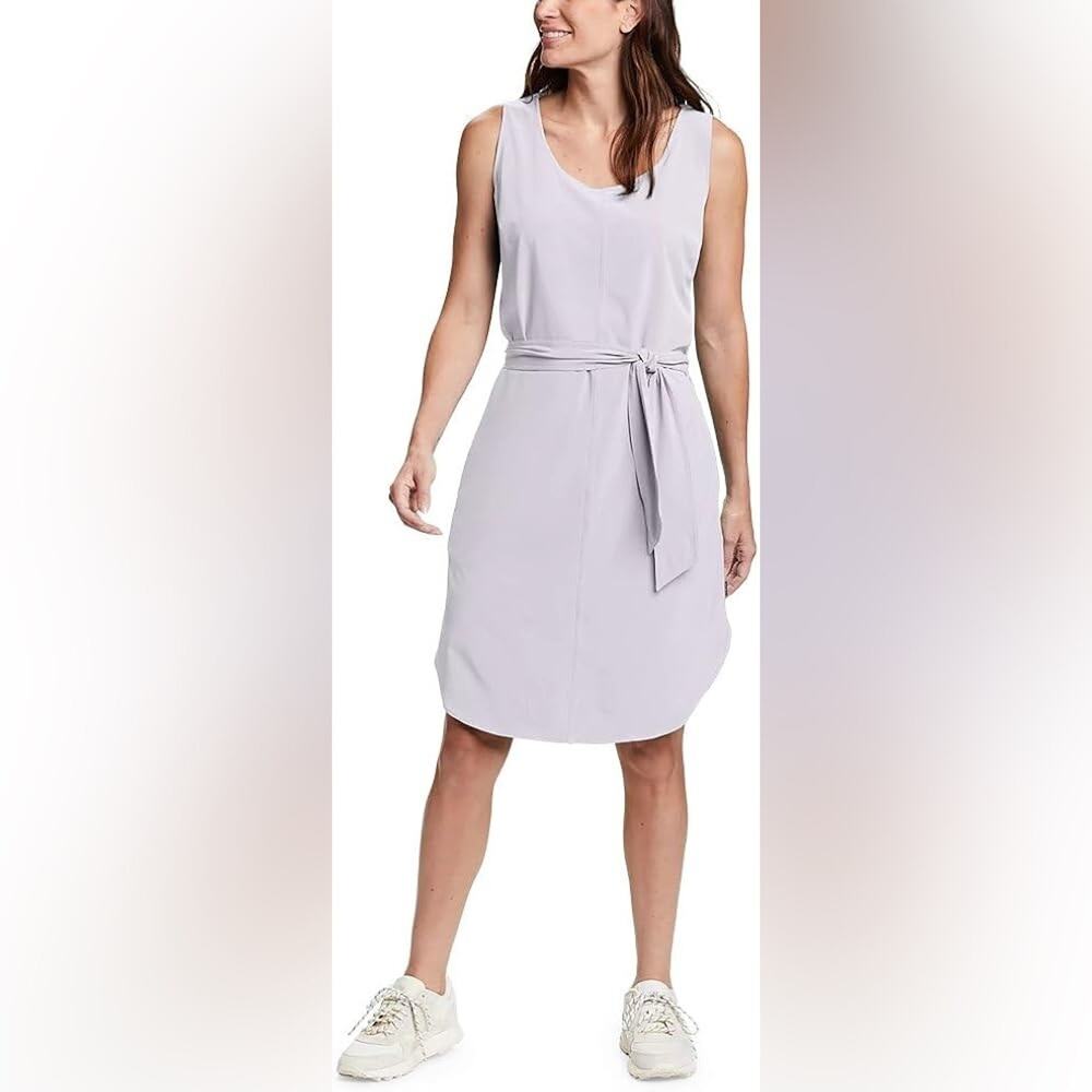 NWT Eddie Bauer Escapelite Sleeveless Tie Waist Dress Wisteria Light Purple Sz S
